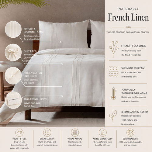 100% French Linen Heirloom Collection Ivory Duvet Collection