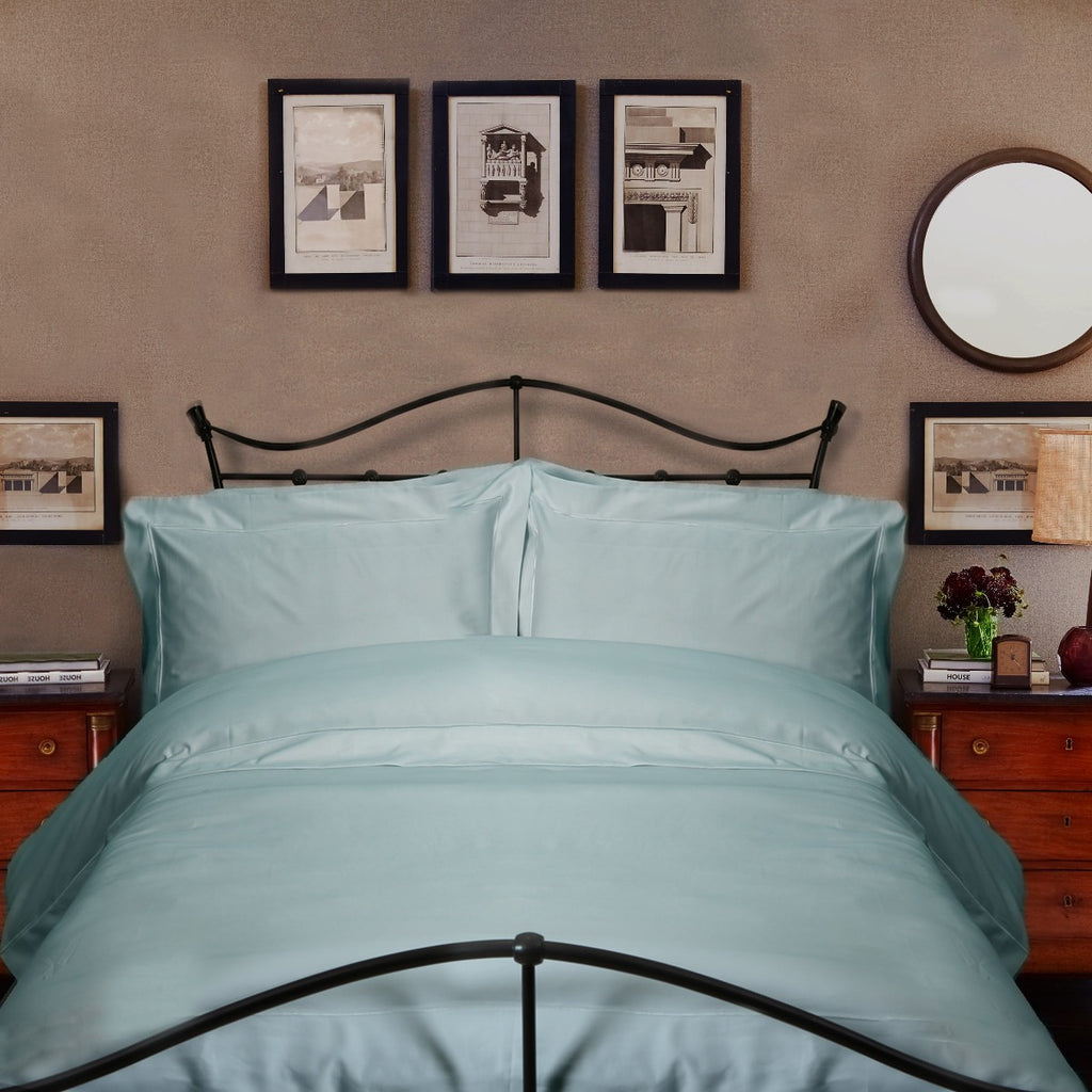 400TC Duck Egg Single Duvet Cover Set - One Single Duvet Cover + One Oxford Pillowcase + One Single Fitted Sheet