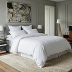 Whites of London | Luxury White Linen Bedding Set | 100% French Linen | Ultra-Soft & Breathable | Hand Embroidered Pillowcases | 1 Duvet Cover & 2 Pillowcases (Double, White)