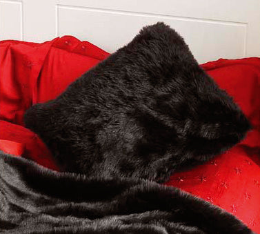 Black Faux Fur Cushion Cover 45 x 45 cm