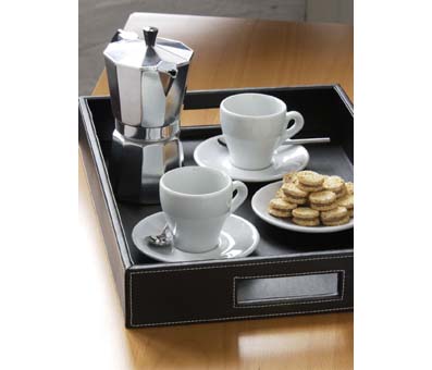 Black Faux Leather Serving Tray