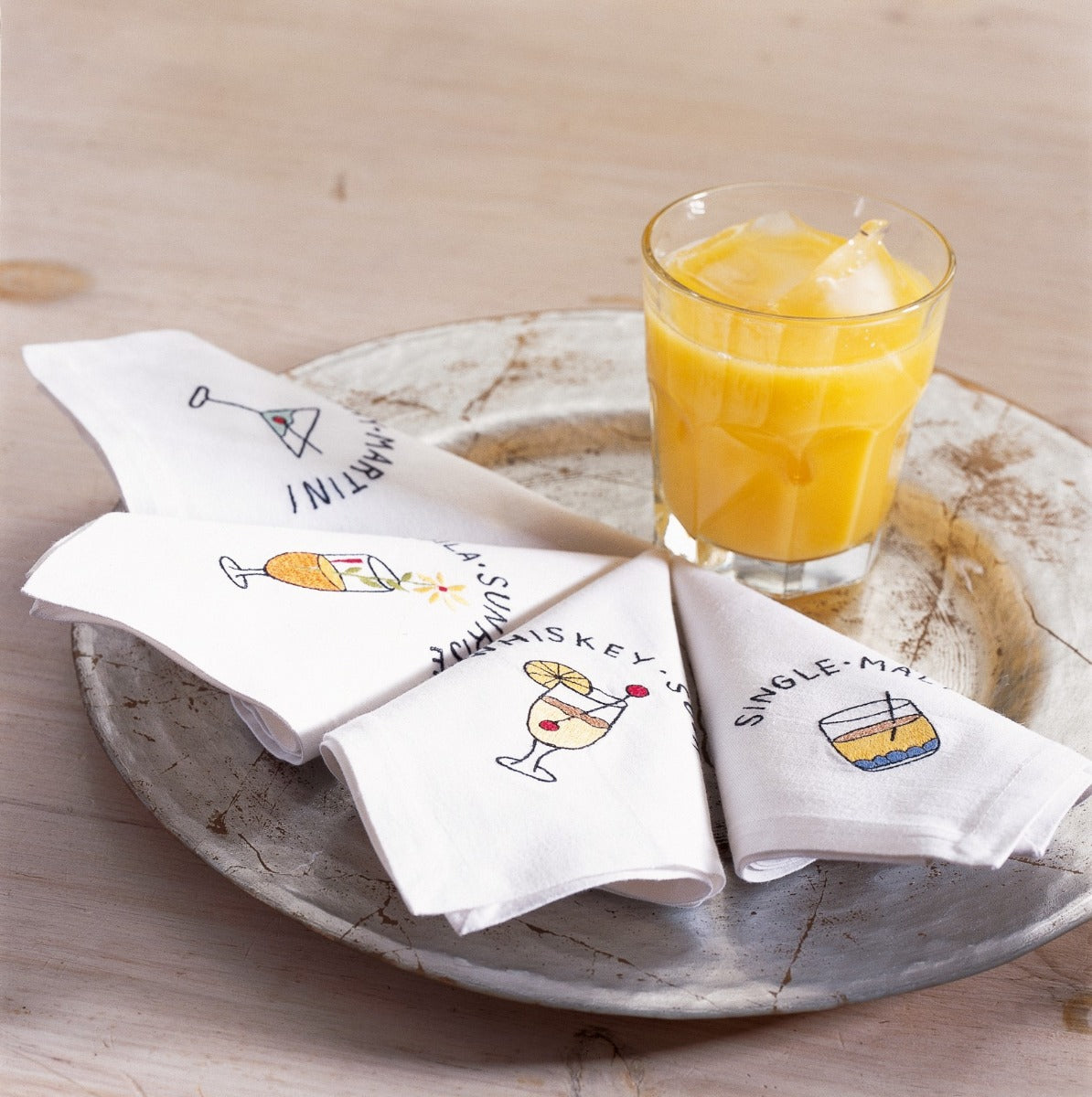 Drink Motifs Napkin 25 x 25 cm set of four