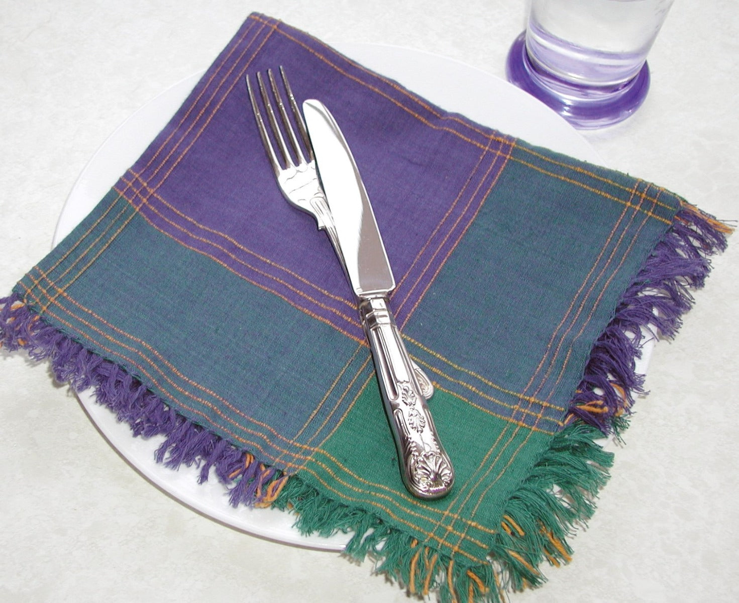Green/Blue Check Napkins 40x40cm set of 6