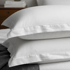 Whites of London | Luxury White Linen Bedding Set | 100% French Linen | Ultra-Soft & Breathable | Hand Embroidered Pillowcases | 1 Duvet Cover & 2 Pillowcases (King, White)