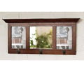 Mahogany Finish Hallway Mirror with 3 Hanging Hooks