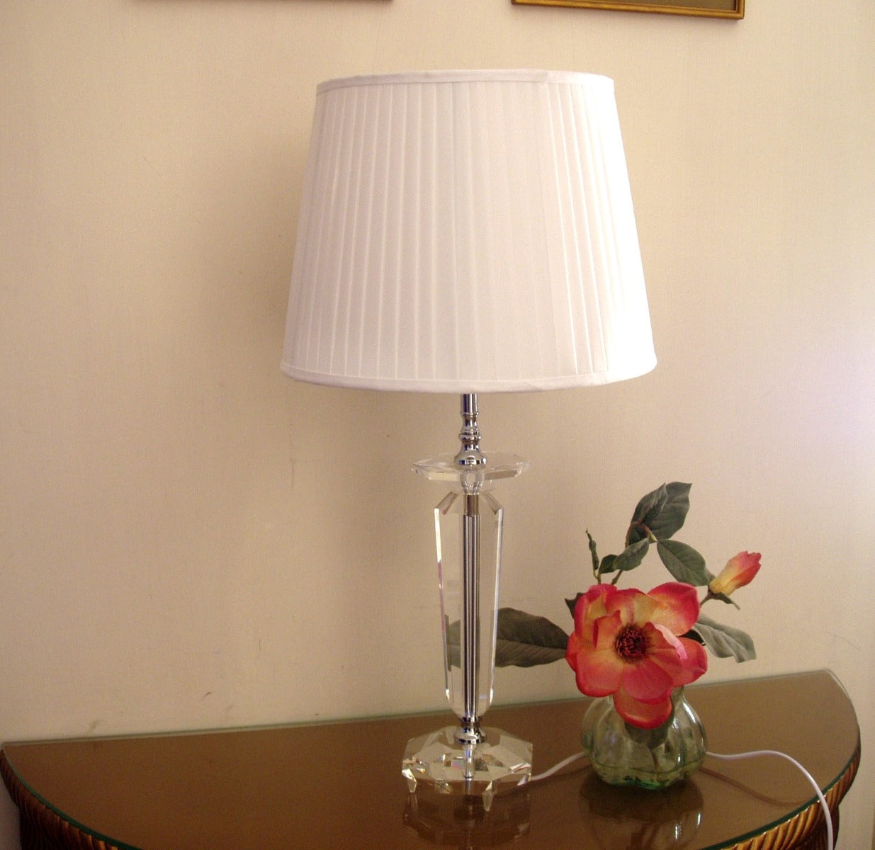 Oblong Crystal Glass Lamp free fabric lamp shade. Approx. Height 45 cm