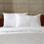 Whites of London | Heirloom Luxury Collection White Linen Bedding Set | 100% French Linen | Hand-Guided Pintucked & Hemstitched Detail | 1 Duvet Cover & 2 Pillowcases (King, White)