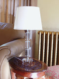 Rectangular Crystal Glass Lamp with free fabric lamp shade. Approx. Height 45 cm