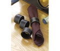 Set of 4 Black Faux Leather Napkin Rings