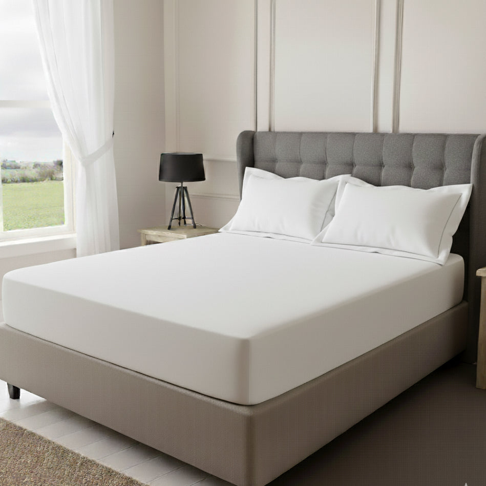 100% Linen White Deep Fitted Sheet